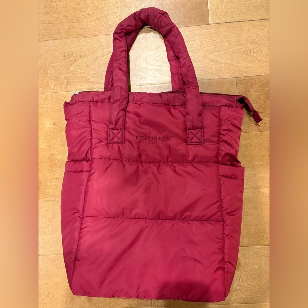 Roberto Coin tote nylon bag red side pockets